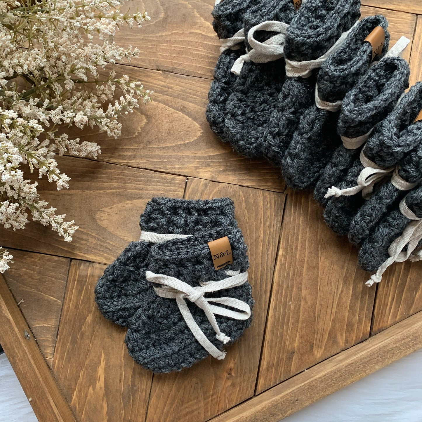 Wool Free Baby Booties Charcoal